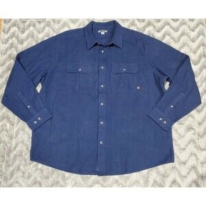 Guide Series Mens 2XL Dark Blue Flannel Long Sleeve Button Up Shirt